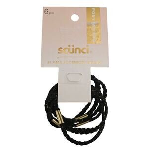 Scunci Black & Gold Ponytail Ties NEW